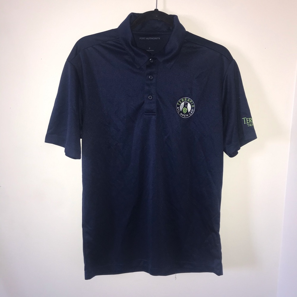 navy polo style shirt
